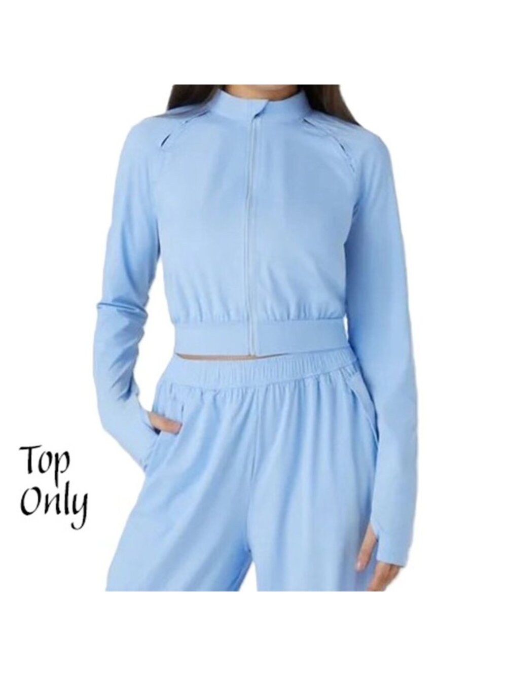 HALARA Stand Collar Zipper Thumb Hole Cut Out Cool Touch Yoga Jacket-UPF50+ Med